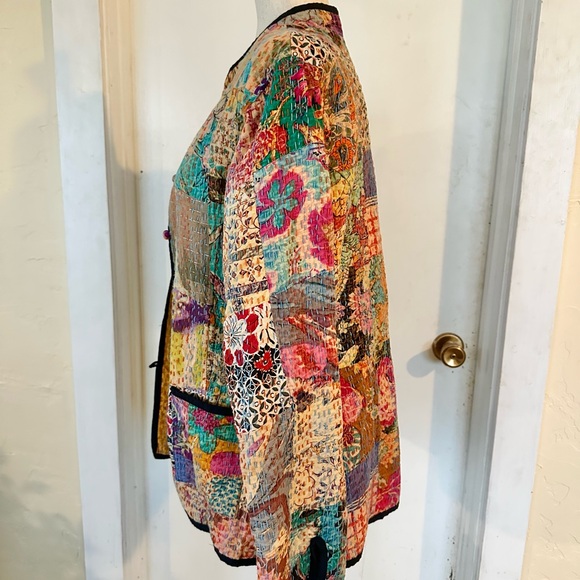 Anthropologie Floral Patchwork Women's Light Jacket Button Up Multicolor 4 Small - Picture 3 of 6